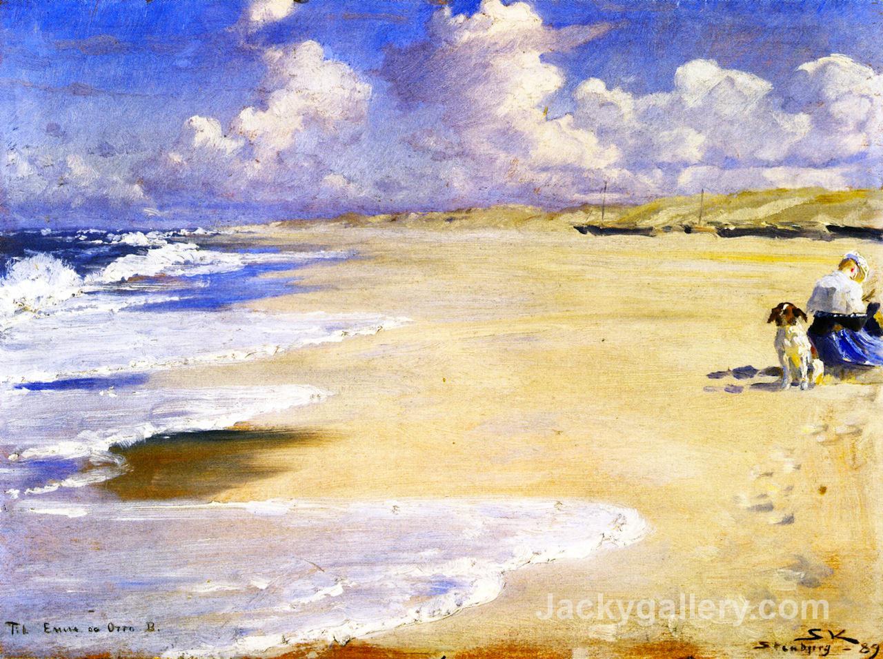 Marie Kroyer Painting on the Beach at Stenbjerg by Peder Severin Kroyer paintings reproduction